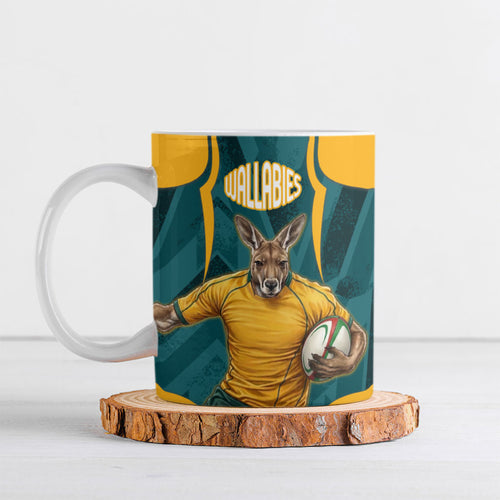 Personalized Wallabies Rugby Ceramic Mug Australian Wallaby Kangaroo Team Graphic