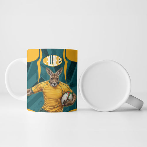 Personalized Wallabies Rugby Ceramic Mug Australian Wallaby Kangaroo Team Graphic