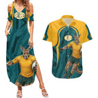 Personalized Wallabies Rugby Couples Matching Summer Maxi Dress and Hawaiian Shirt Australian Wallaby Kangaroo Team Graphic