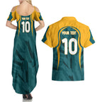 Personalized Wallabies Rugby Couples Matching Summer Maxi Dress and Hawaiian Shirt Australian Wallaby Kangaroo Team Graphic