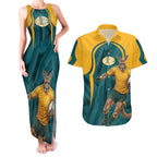 Personalized Wallabies Rugby Couples Matching Tank Maxi Dress and Hawaiian Shirt Australian Wallaby Kangaroo Team Graphic