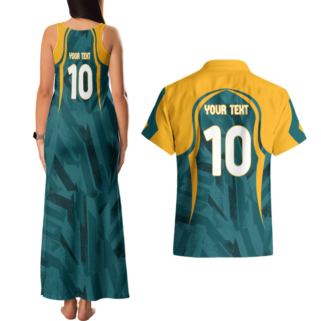 Personalized Wallabies Rugby Couples Matching Tank Maxi Dress and Hawaiian Shirt Australian Wallaby Kangaroo Team Graphic