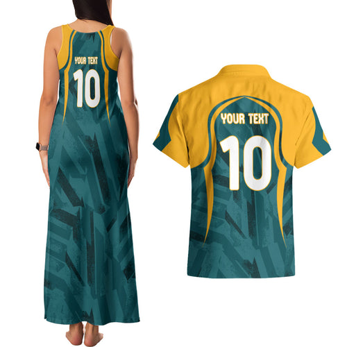 Personalized Wallabies Rugby Couples Matching Tank Maxi Dress and Hawaiian Shirt Australian Wallaby Kangaroo Team Graphic