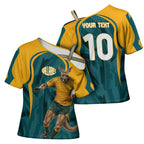 Personalized Wallabies Rugby Cross Shoulder Shirt Australian Wallaby Kangaroo Team Graphic