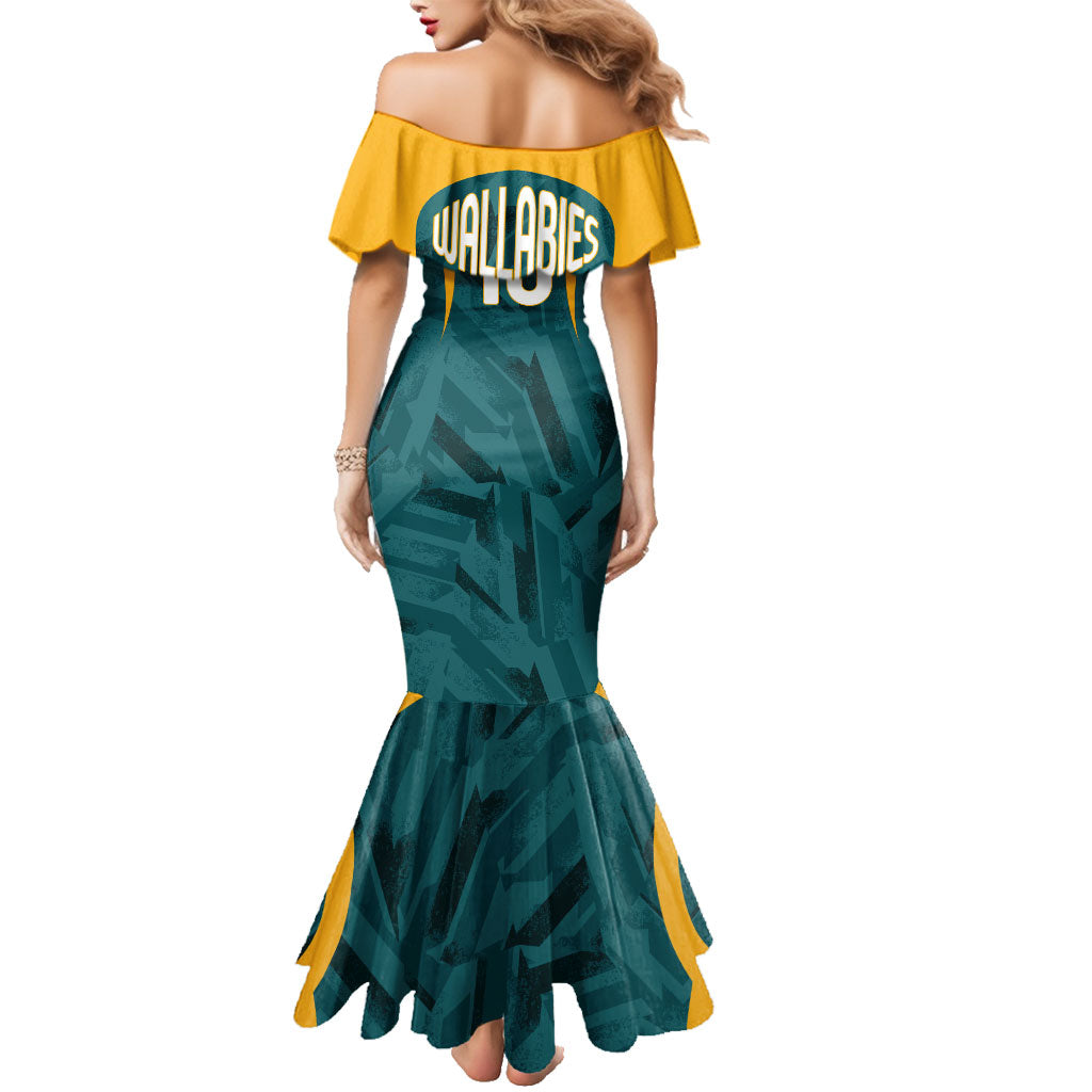 Personalized Wallabies Rugby Family Matching Mermaid Dress and Hawaiian Shirt Australian Wallaby Kangaroo Team Graphic
