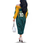 Personalized Wallabies Rugby Family Matching Off The Shoulder Long Sleeve Dress and Hawaiian Shirt Australian Wallaby Kangaroo Team Graphic