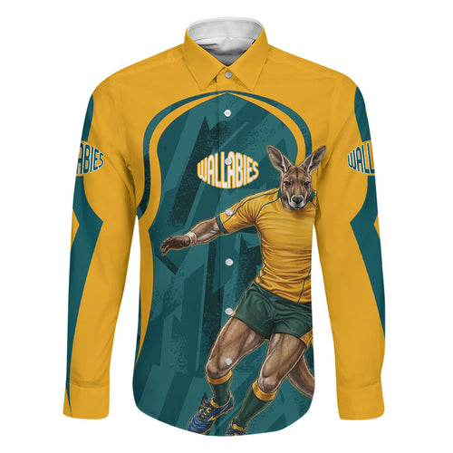 Personalized Wallabies Rugby Family Matching Off Shoulder Maxi Dress and Hawaiian Shirt Australian Wallaby Kangaroo Team Graphic