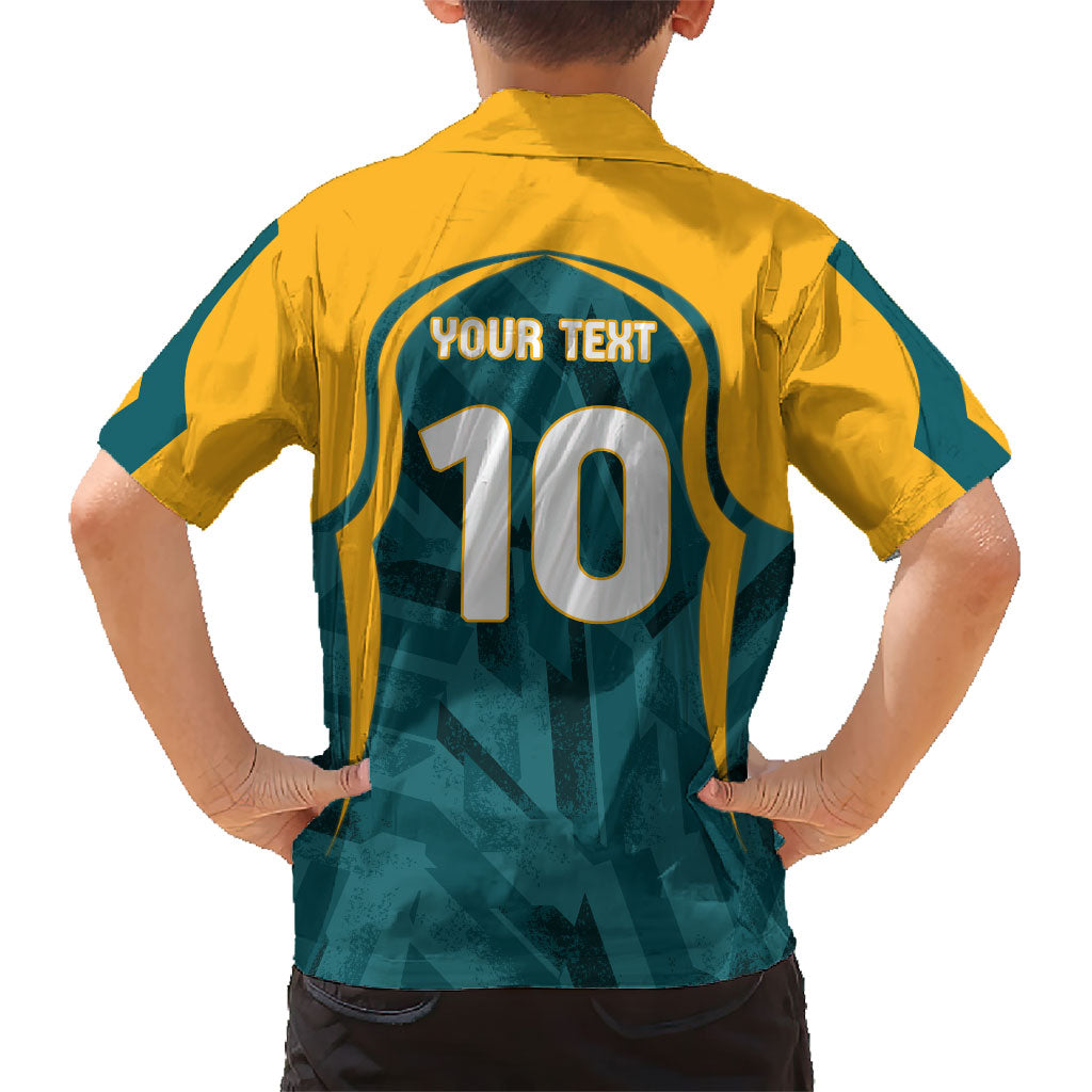 Personalized Wallabies Rugby Family Matching Off Shoulder Short Dress and Hawaiian Shirt Australian Wallaby Kangaroo Team Graphic