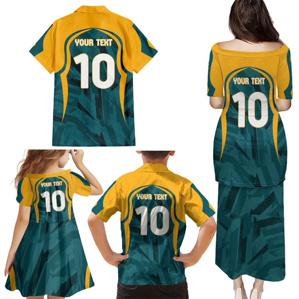 Personalized Wallabies Rugby Family Matching Puletasi and Hawaiian Shirt Australian Wallaby Kangaroo Team Graphic