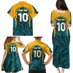 Personalized Wallabies Rugby Family Matching Puletasi and Hawaiian Shirt Australian Wallaby Kangaroo Team Graphic