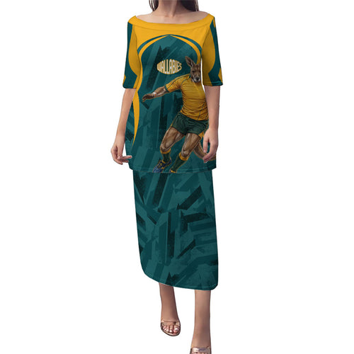 Personalized Wallabies Rugby Family Matching Puletasi and Hawaiian Shirt Australian Wallaby Kangaroo Team Graphic