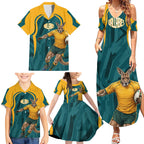 Personalized Wallabies Rugby Family Matching Summer Maxi Dress and Hawaiian Shirt Australian Wallaby Kangaroo Team Graphic