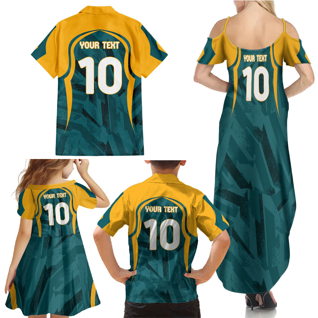 Personalized Wallabies Rugby Family Matching Summer Maxi Dress and Hawaiian Shirt Australian Wallaby Kangaroo Team Graphic