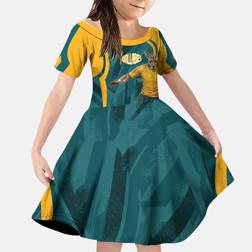 Personalized Wallabies Rugby Family Matching Tank Maxi Dress and Hawaiian Shirt Australian Wallaby Kangaroo Team Graphic