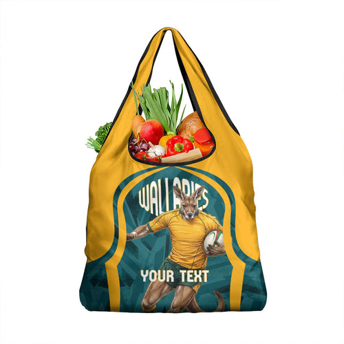 Personalized Wallabies Rugby Grocery Bag Australian Wallaby Kangaroo Team Graphic