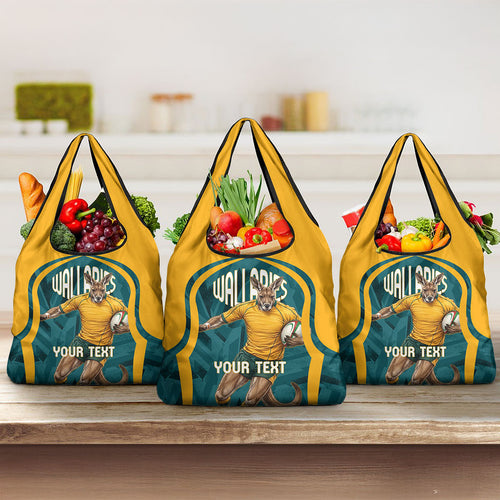 Personalized Wallabies Rugby Grocery Bag Australian Wallaby Kangaroo Team Graphic