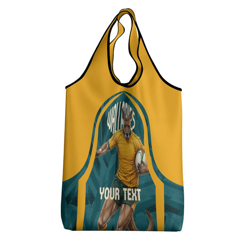 Personalized Wallabies Rugby Grocery Bag Australian Wallaby Kangaroo Team Graphic