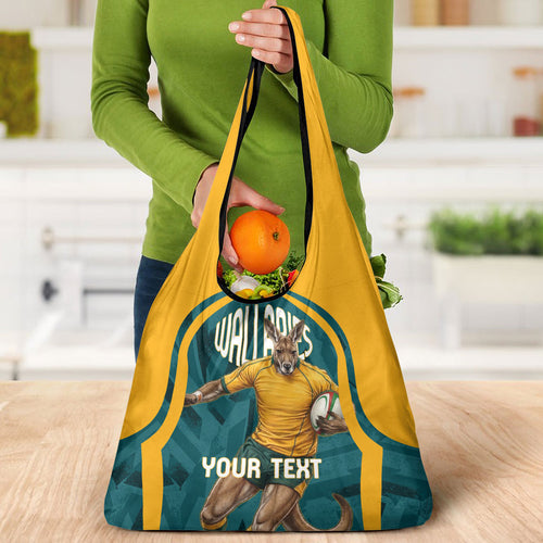 Personalized Wallabies Rugby Grocery Bag Australian Wallaby Kangaroo Team Graphic