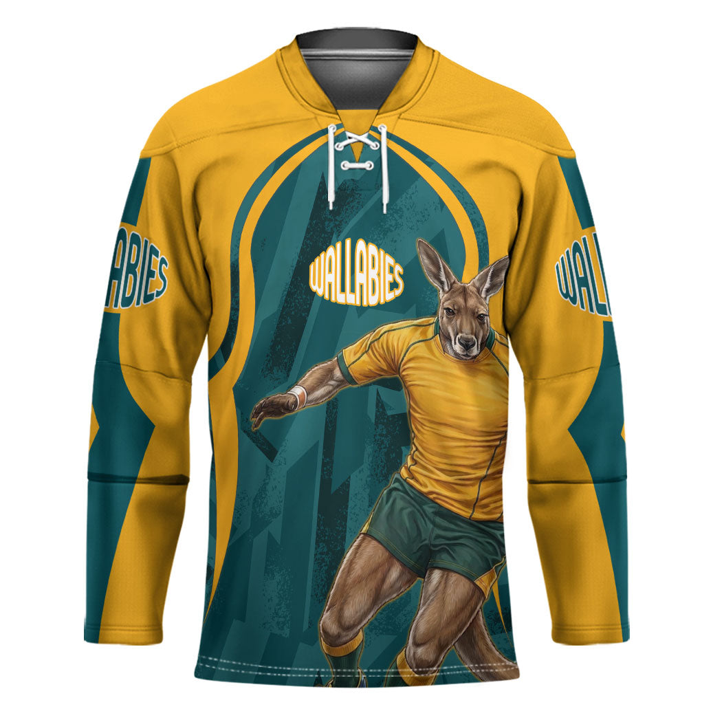 Personalized Wallabies Rugby Hockey Jersey Australian Wallaby Kangaroo Team Graphic