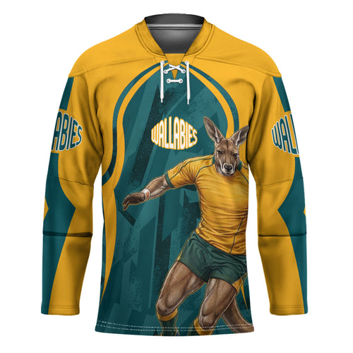 Personalized Wallabies Rugby Hockey Jersey Australian Wallaby Kangaroo Team Graphic