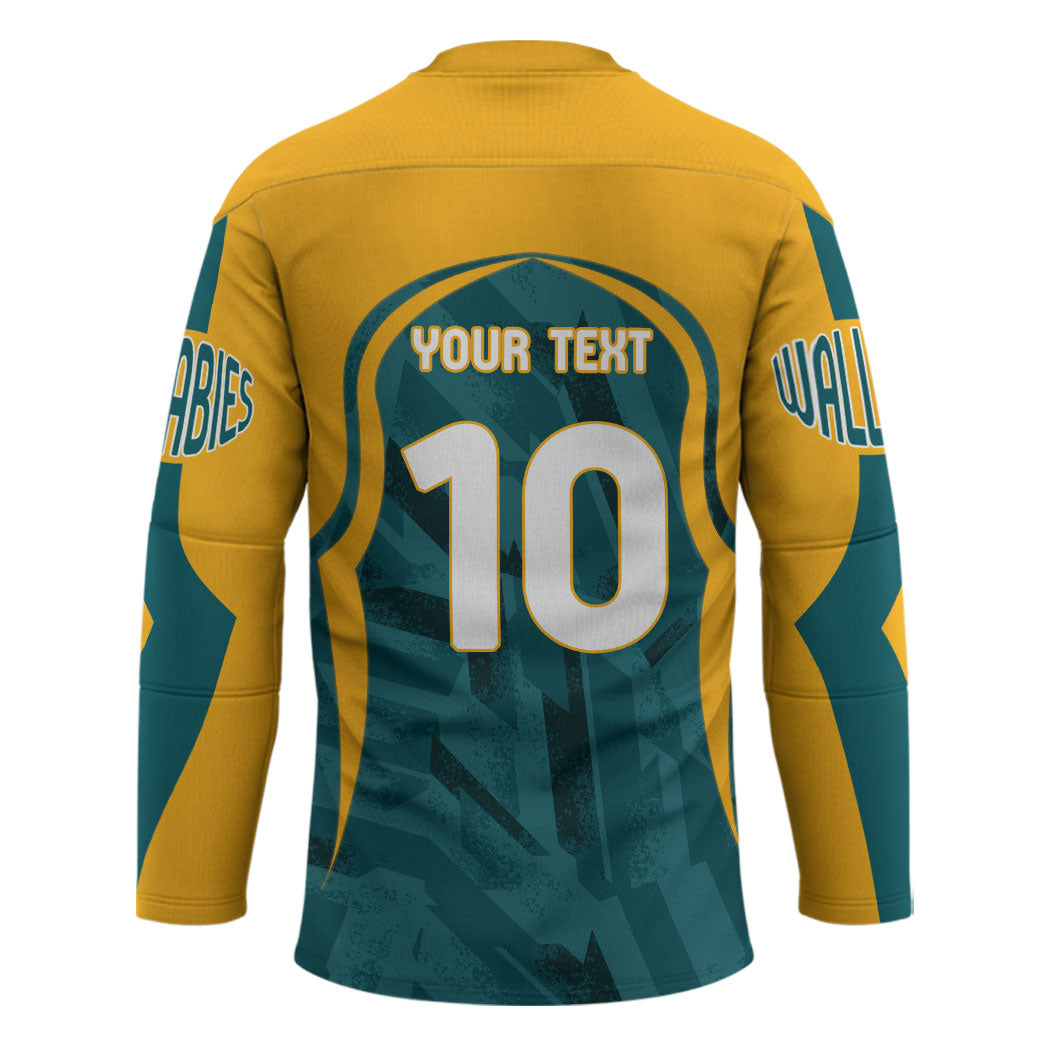 Personalized Wallabies Rugby Hockey Jersey Australian Wallaby Kangaroo Team Graphic