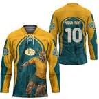 Personalized Wallabies Rugby Hockey Jersey Australian Wallaby Kangaroo Team Graphic