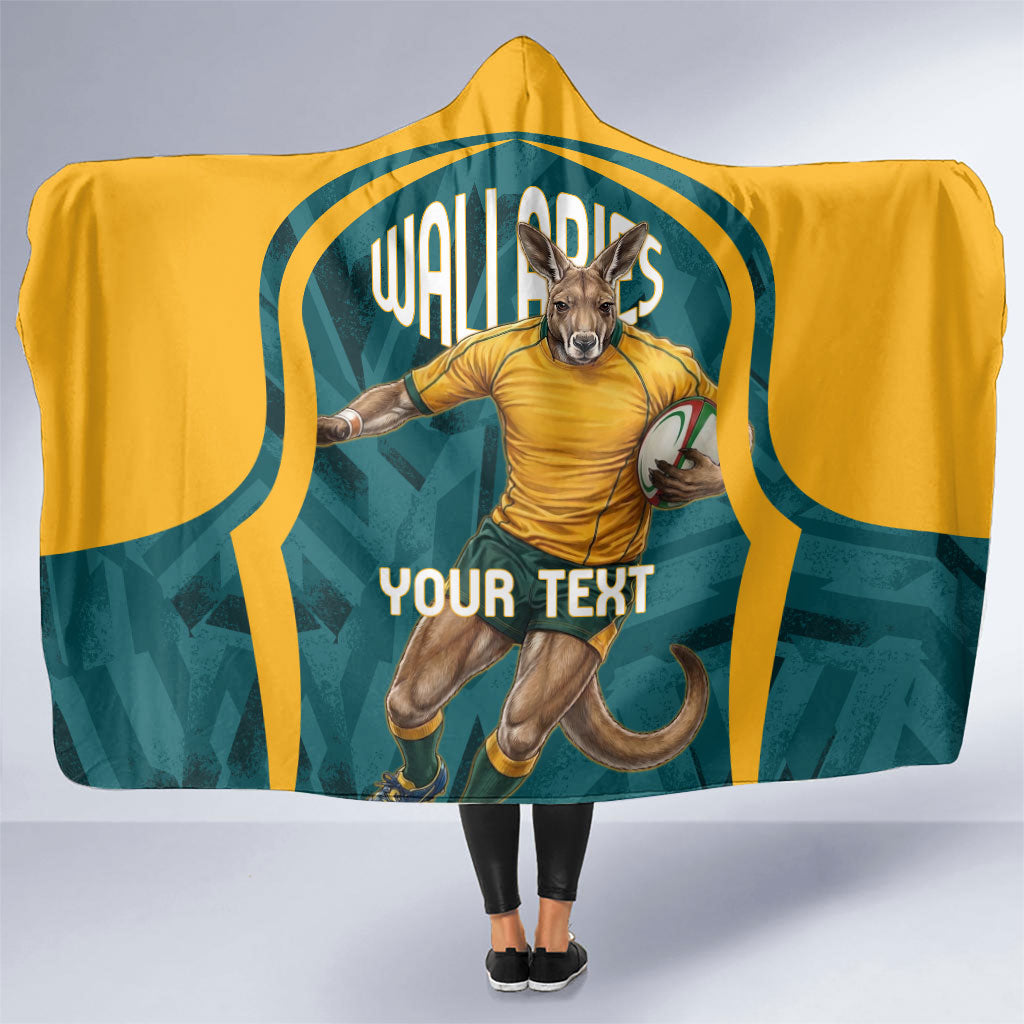 Personalized Wallabies Rugby Hooded Blanket Australian Wallaby Kangaroo Team Graphic