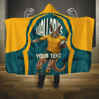 Personalized Wallabies Rugby Hooded Blanket Australian Wallaby Kangaroo Team Graphic