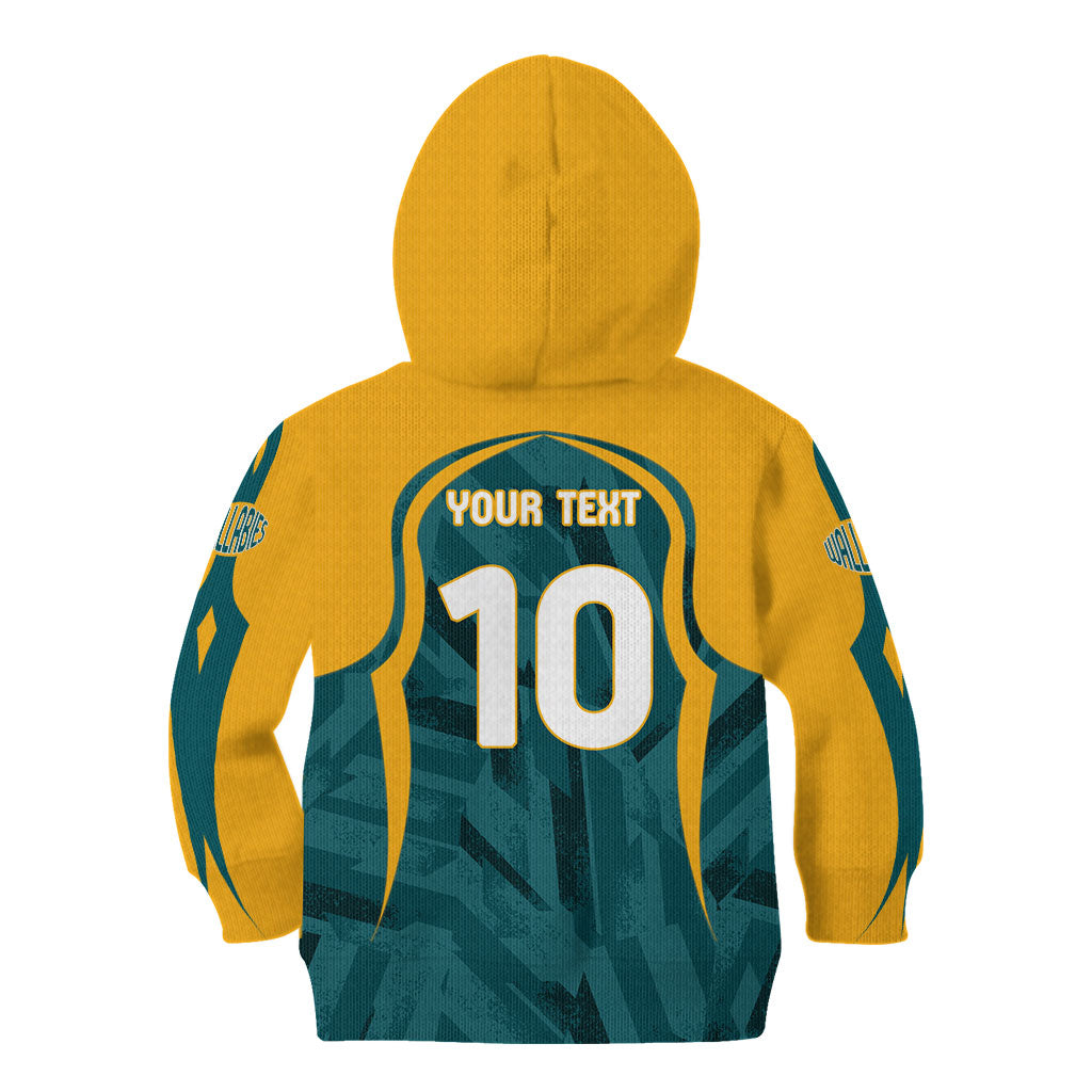Personalized Wallabies Rugby Kid Hoodie Australian Wallaby Kangaroo Team Graphic