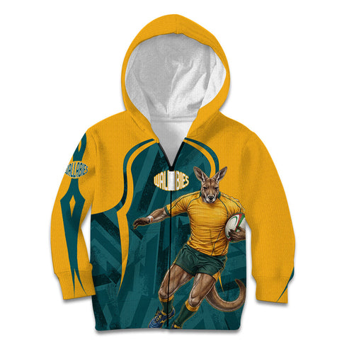 Personalized Wallabies Rugby Kid Hoodie Australian Wallaby Kangaroo Team Graphic