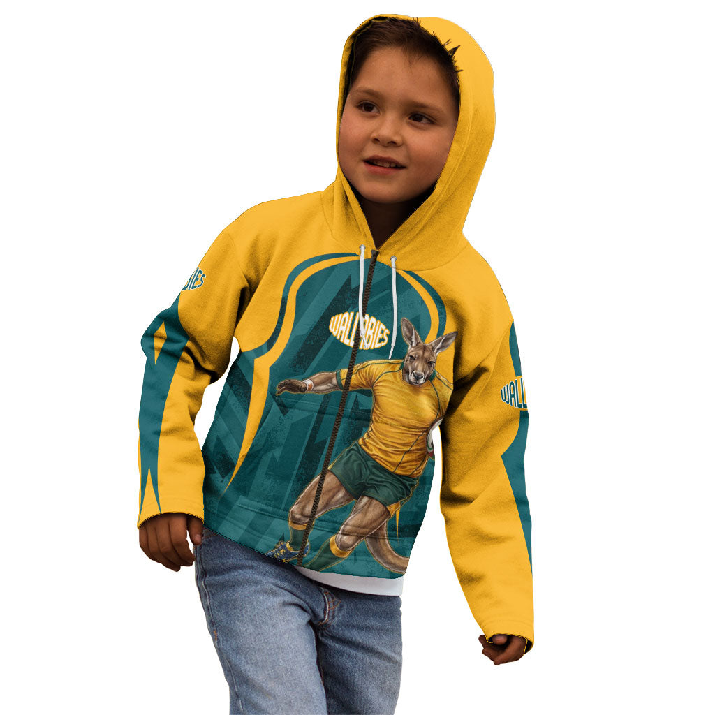 Personalized Wallabies Rugby Kid Hoodie Australian Wallaby Kangaroo Team Graphic
