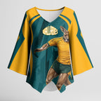 Personalized Wallabies Rugby Kimono Sleeve Blouse Australian Wallaby Kangaroo Team Graphic