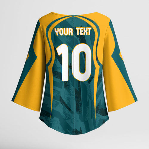 Personalized Wallabies Rugby Kimono Sleeve Blouse Australian Wallaby Kangaroo Team Graphic