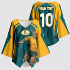 Personalized Wallabies Rugby Kimono Sleeve Blouse Australian Wallaby Kangaroo Team Graphic