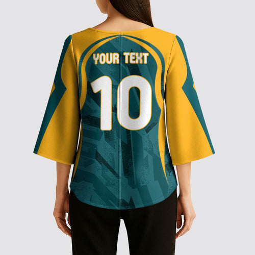 Personalized Wallabies Rugby Kimono Sleeve Blouse Australian Wallaby Kangaroo Team Graphic