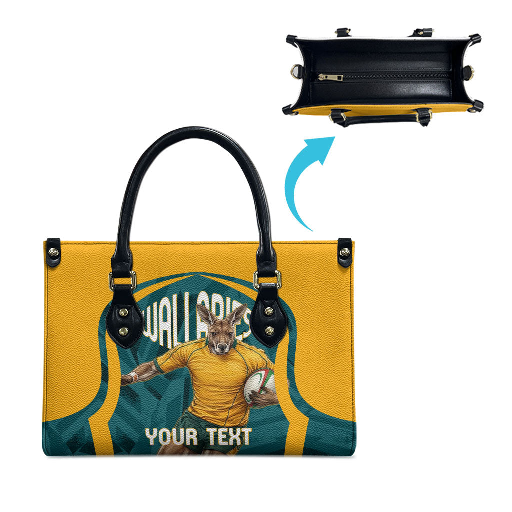 Personalized Wallabies Rugby Leather Bag Australian Wallaby Kangaroo Team Graphic