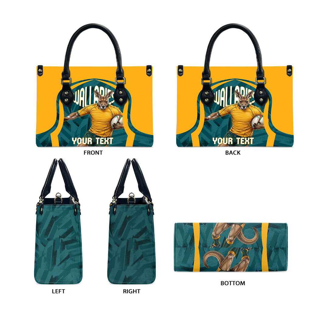 Personalized Wallabies Rugby Leather Bag Australian Wallaby Kangaroo Team Graphic