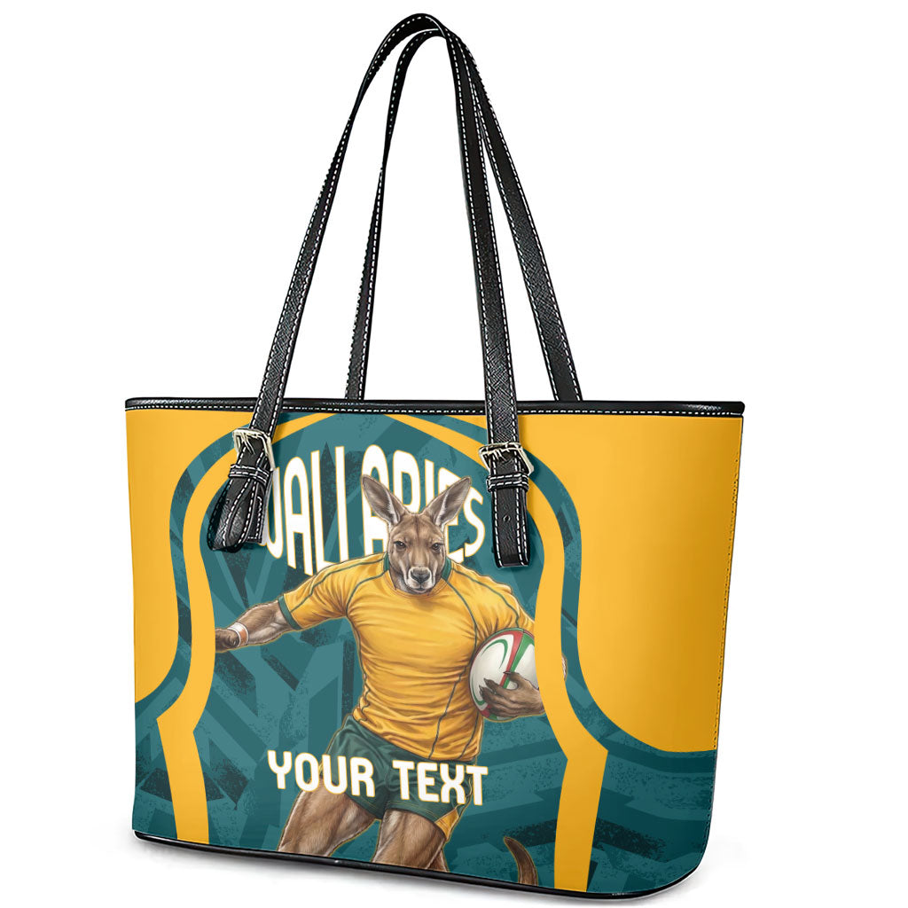 Personalized Wallabies Rugby Leather Tote Bag Australian Wallaby Kangaroo Team Graphic
