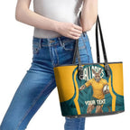 Personalized Wallabies Rugby Leather Tote Bag Australian Wallaby Kangaroo Team Graphic