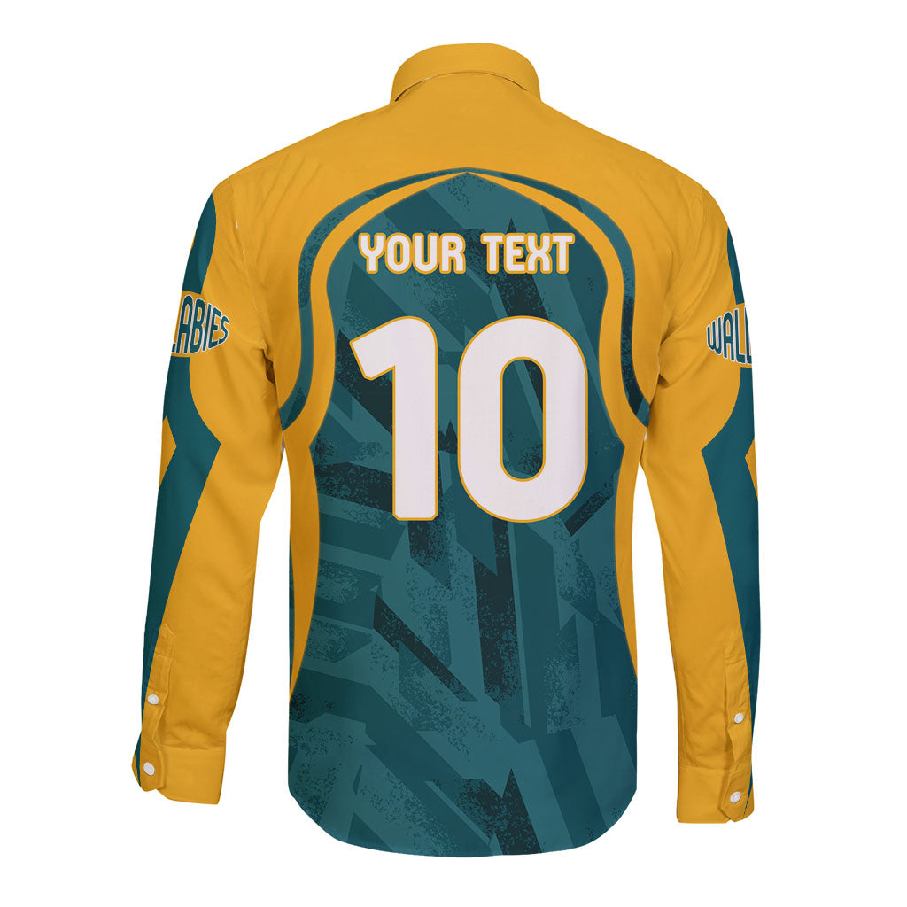 Personalized Wallabies Rugby Long Sleeve Button Shirt Australian Wallaby Kangaroo Team Graphic