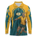 Personalized Wallabies Rugby Long Sleeve Polo Shirt Australian Wallaby Kangaroo Team Graphic