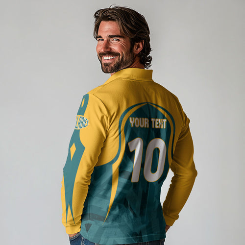 Personalized Wallabies Rugby Long Sleeve Polo Shirt Australian Wallaby Kangaroo Team Graphic