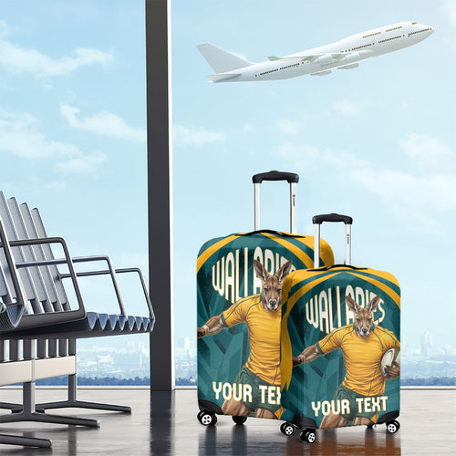 Personalized Wallabies Rugby Luggage Cover Australian Wallaby Kangaroo Team Graphic
