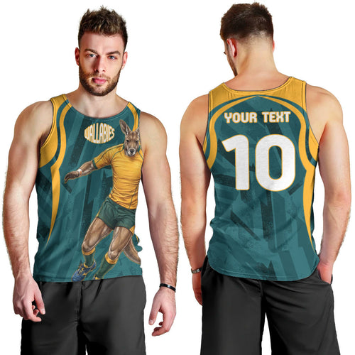 Personalized Wallabies Rugby Men Tank Top Australian Wallaby Kangaroo Team Graphic