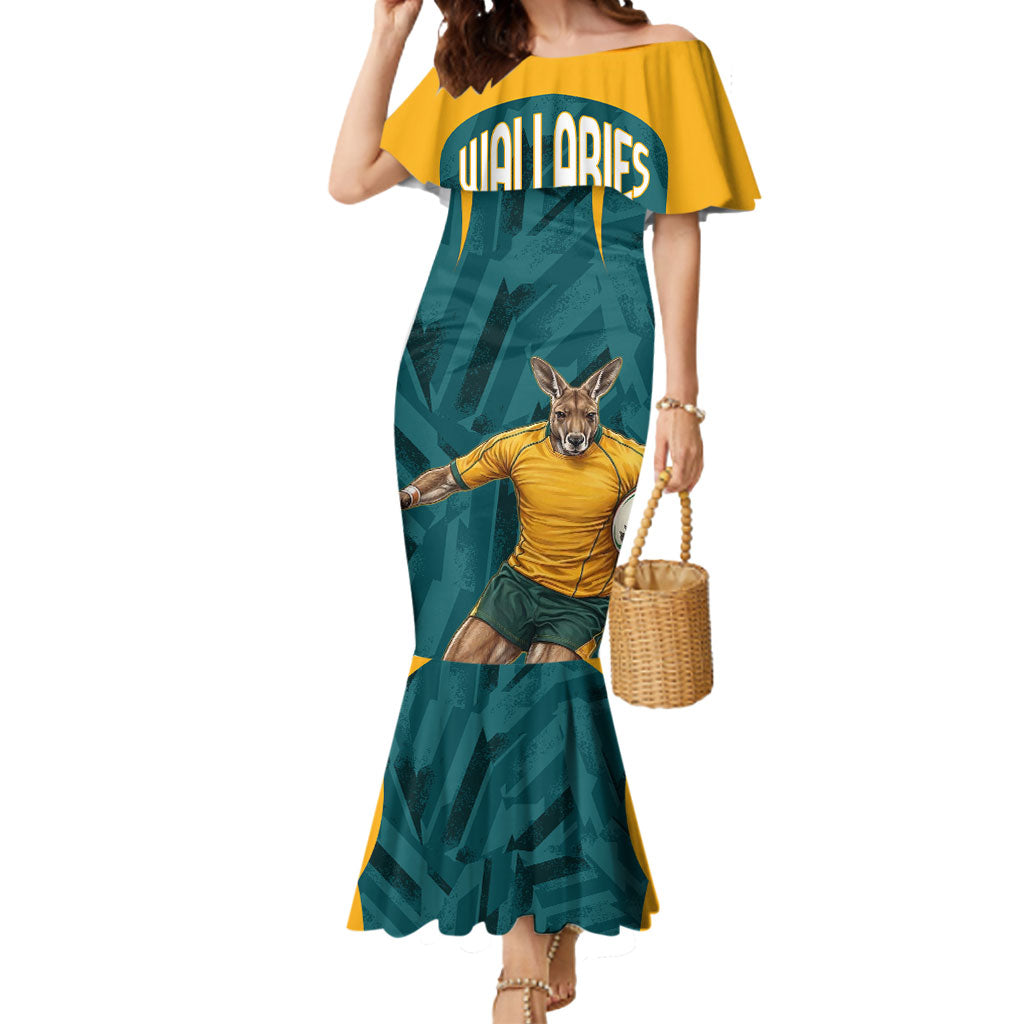 Personalized Wallabies Rugby Mermaid Dress Australian Wallaby Kangaroo Team Graphic