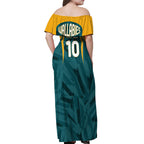 Personalized Wallabies Rugby Off Shoulder Maxi Dress Australian Wallaby Kangaroo Team Graphic