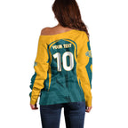 Personalized Wallabies Rugby Off Shoulder Sweater Australian Wallaby Kangaroo Team Graphic