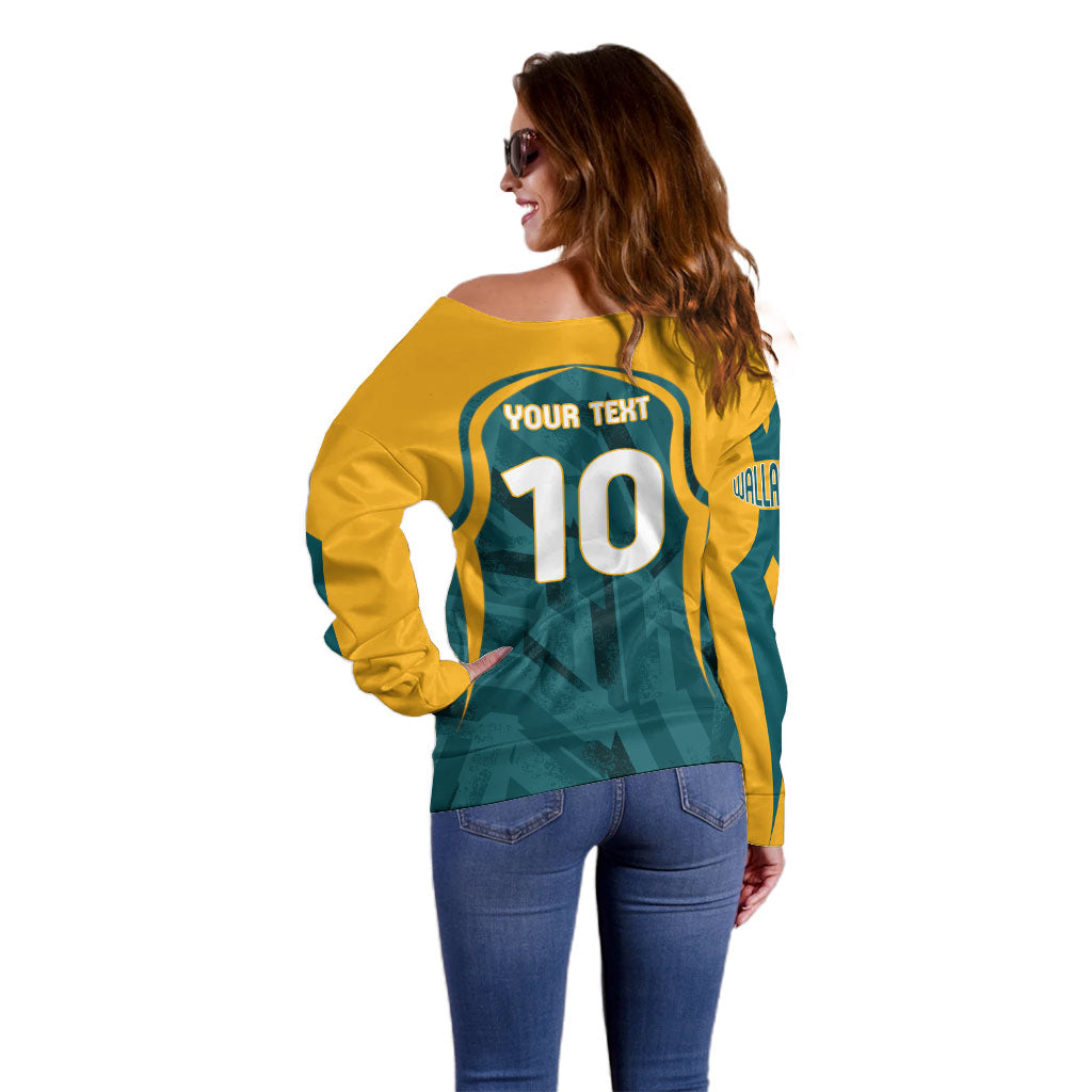 Personalized Wallabies Rugby Off Shoulder Sweater Australian Wallaby Kangaroo Team Graphic