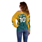 Personalized Wallabies Rugby Off Shoulder Sweater Australian Wallaby Kangaroo Team Graphic