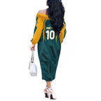 Personalized Wallabies Rugby Off The Shoulder Long Sleeve Dress Australian Wallaby Kangaroo Team Graphic